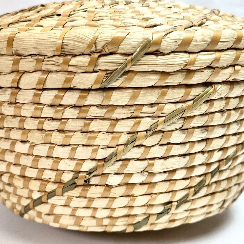Hand Woven Knitting‎ Basket w/ Hole Basket Yarn Bowl Sweet grass Woven 12”W